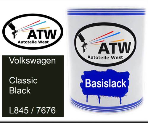 Volkswagen, Classic Black, L845 / 7676: 1L Lackdose, von ATW Autoteile West.